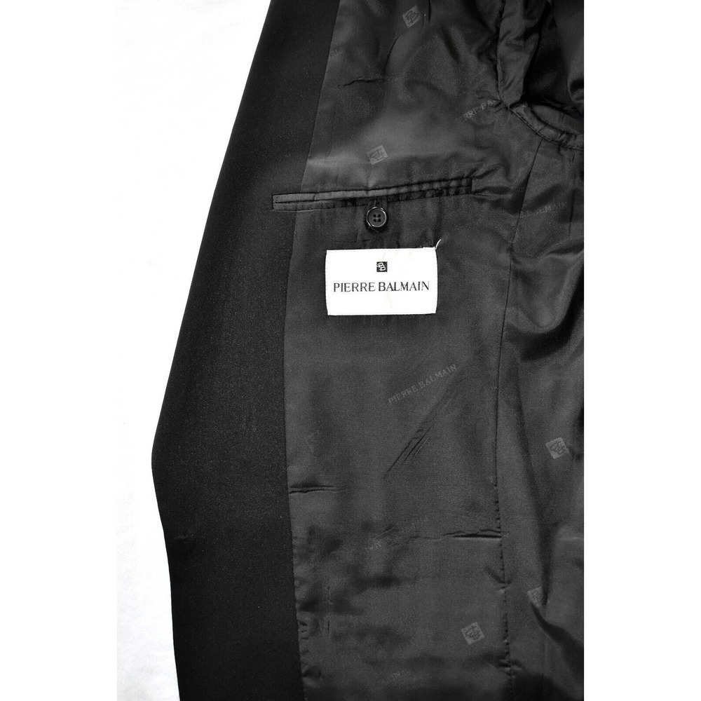 B0 Auth PIERRE BALMAIN Black Wool Tuxedo Single Button Blazer Size 41 Long - Picture 5 of 7